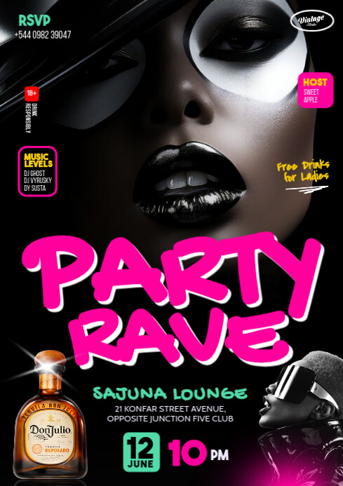 Black 3d Party Rave Club Event Flyer A4 | PosterMyWall
