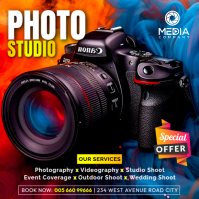 Black 3d Photo Studio Photography Services Photographer Advertisement Editable Flyer Template Instag Instagram Post