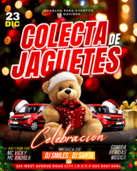 Black 3d Plantilla De Volante De Invitación Para Celebración De Donación De Juguetes Y Regalos Navid Instagram Portrait template