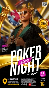Black 3d Poker Night Flyer For Instagram template