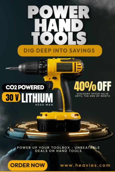 Power Tools Rent Poster Black 3d Power Hand Tools Poster Template | PosterMyWall