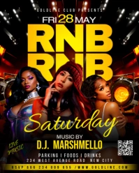 Black 3d R&b Saturday Music Dj Party Rnb Rhythm And Blues Songs Concert Festival Invitation Poster T Instagram Portrait template