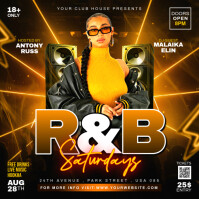 Black 3d R & B Saturday Party Flyer Instagram Post template