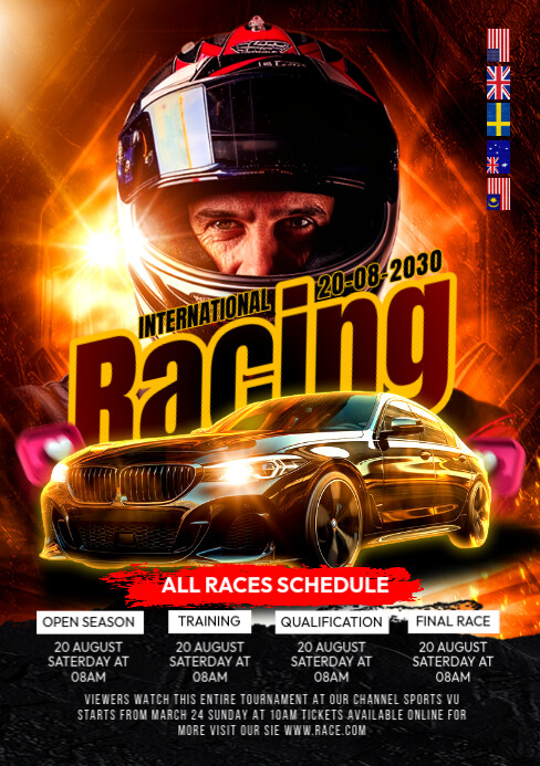 Professional Racing Flyers Black 3d Racing Car Flyer A5 Template | PosterMyWall