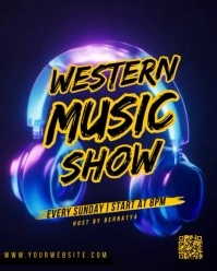 Black 3d Radio Show Instagram Portrait template