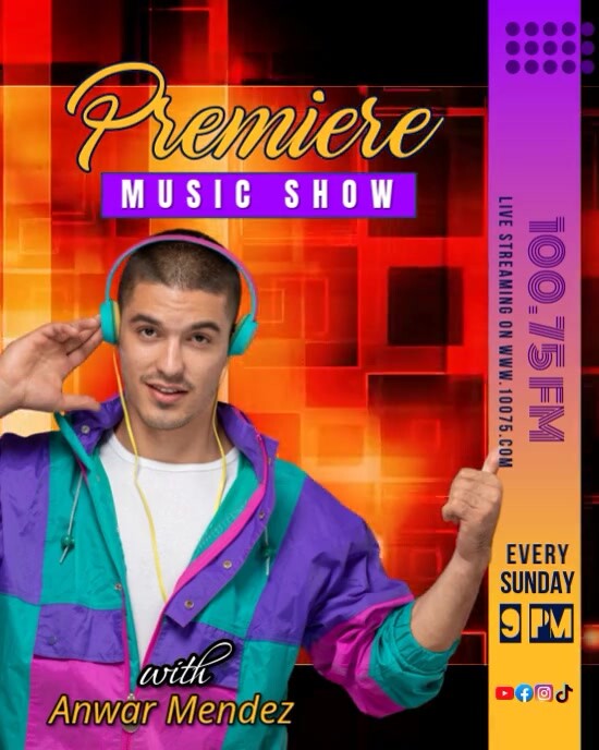 Black 3d Radio Show Instagram Portrait template