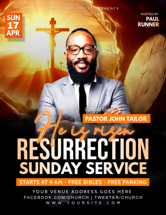 Black 3d Resurrection Sunday  Flyer (us Letter) template