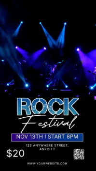 Black 3d Rock Festival Reel Instagram template