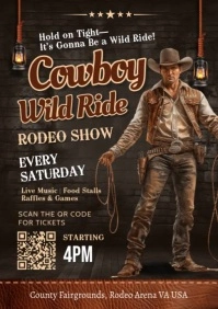 Black 3d Rodeo Show A5 template