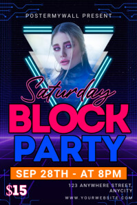 Purple Tipografi Saturday Block Party Pamflet (letter As) Template ...