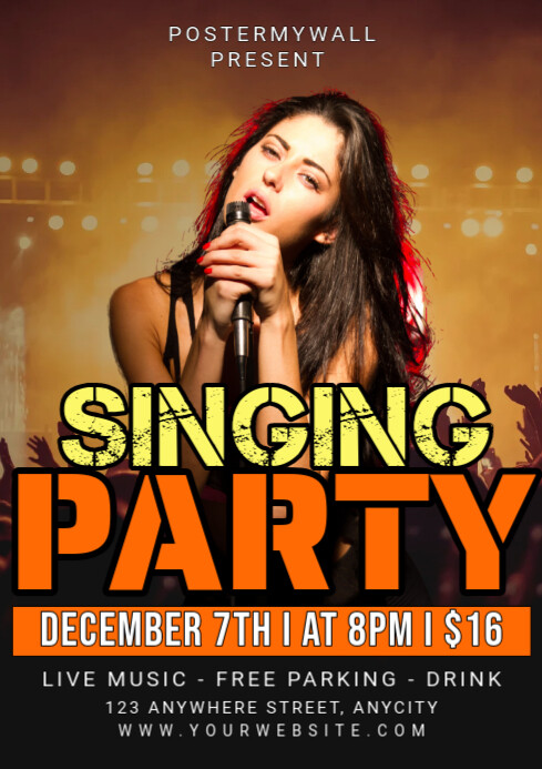Black 3d Singing Party A2 Template | PosterMyWall