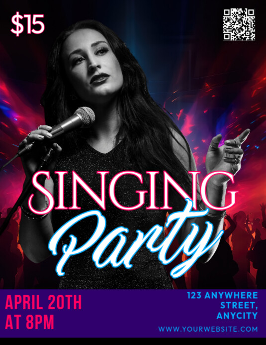 Black 3d Singing Party  Pamflet (letter As) Løbeseddel (US Letter) template