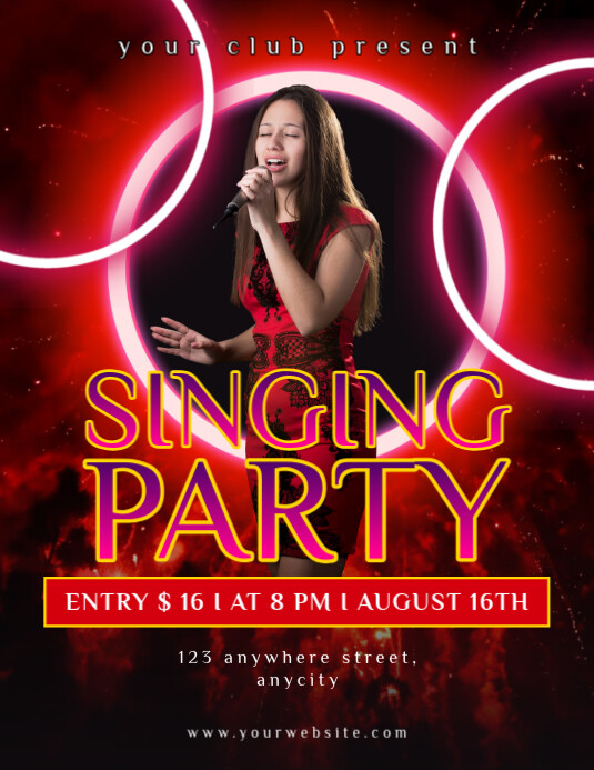 Black 3d Singing Party Pamflet (letter As) Flyer (US Letter) template