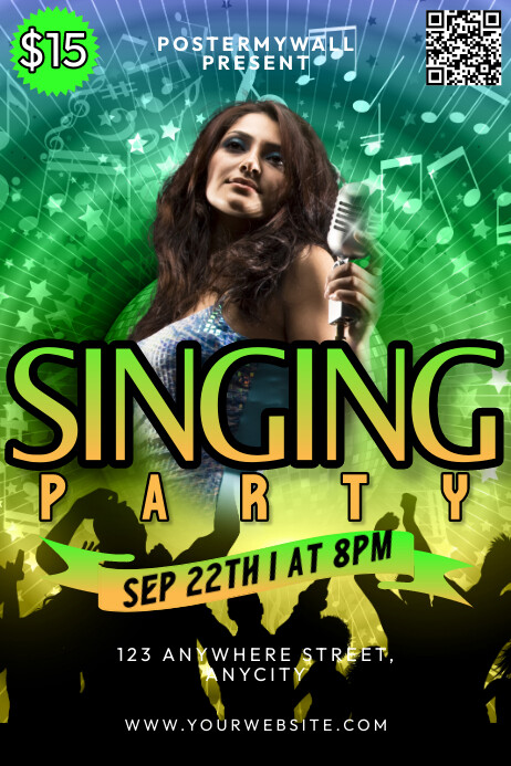 Plantilla de Black 3d Singing Party Poster | PosterMyWall