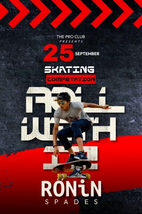 Black 3d Skating Roll Up Poster Plakkaat template