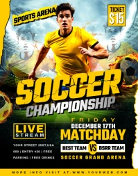 Black 3d  Soccer Championship Game Match Team Schedule Poster/wallboard template