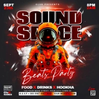 Black 3d Sound Space Party Flyer Instagram Post template
