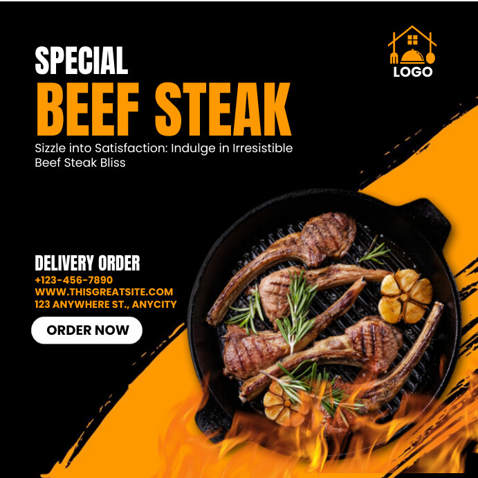 Black 3d Special Beef Steak Instagram Post Template | PosterMyWall