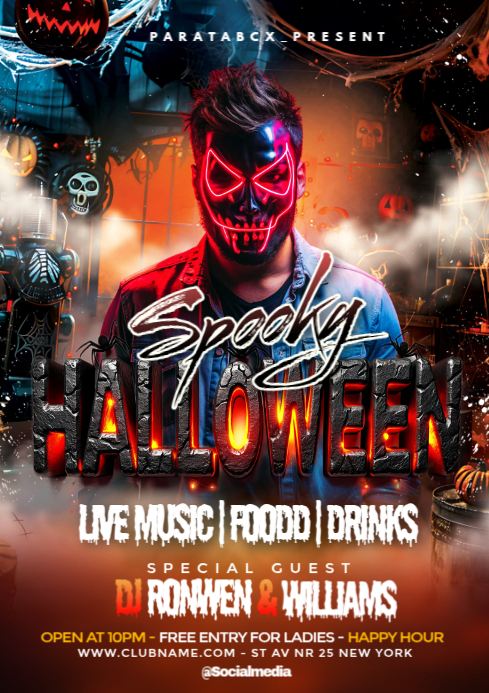 Copy of Black 3d Spooky Halloween Party Flyer Template A3 | PosterMyWall
