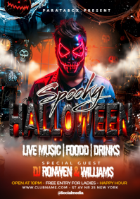 Black 3d Spooky Halloween Party Flyer Template A3