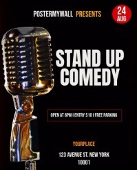 Black 3d Stand Up Comedy Instagram Portrait template