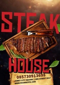 Black 3d Steak House  A4 template