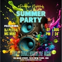 Black 3d Summer Party Square (1:1) template