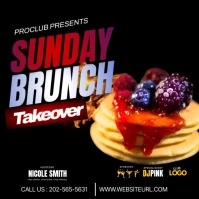 Black 3d Sunday Brunch Party Instagram Post template