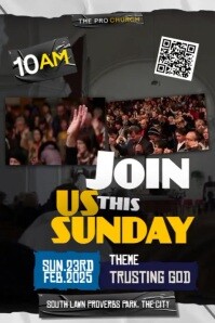 Black 3d Sunday Services Poster template