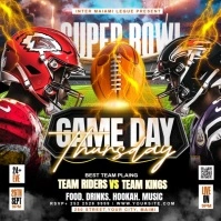 Black 3d Super Bowl Football Game Day Template Square (1:1)