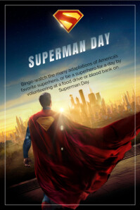 Black 3d Superman Day Poster template