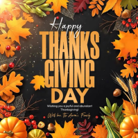 Black 3d Thanksgiving Day Square (1:1) template