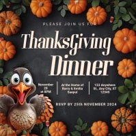 Black 3d Thanksgiving Dinner Instagram Post template