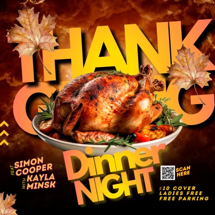 Post Design Dinner Modèle Black 3d Thanksgiving Dinner Instagram Post | PosterMyWall