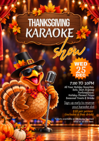 Brown Thanksgiving Karaoke Night A1 Template