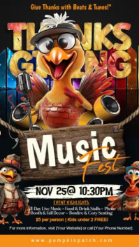 Black 3d Thanksgiving Music Fest Instagram Story template