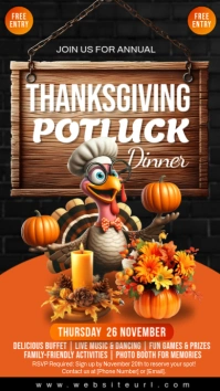 Black 3d Thanksgiving Potluck Dinner Instagram Story template