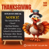 Black 3d Thanksgiving School Announcment Square (1:1) template