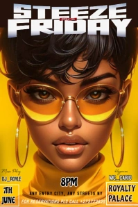 Black 3d The Image Is A Striking And Vibrant Flyer Titled "steeze On Friday" Pinterest Graphic Pinterest-grafik template