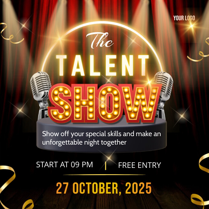Black 3d The Talent Show Night Party Invitati Template | PosterMyWall