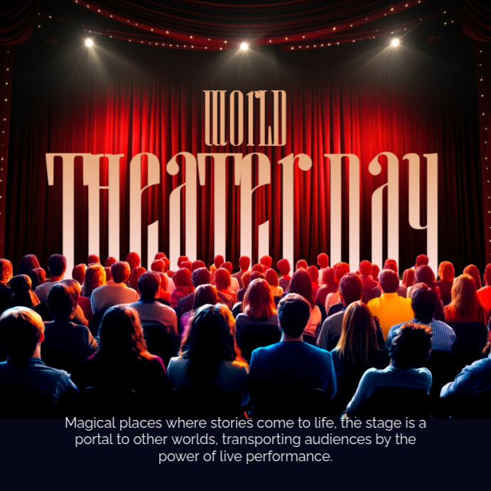 Black 3d Theater Day Instagram Post template