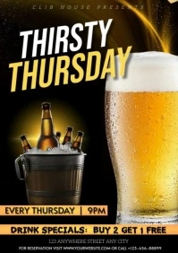 Black 3d Thirsty Thursday  A4 template