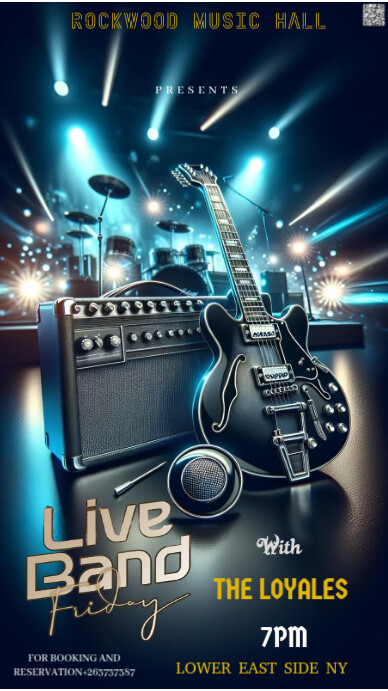 Black 3d This Image Is A Sleek And Professional Flyer For A "live Band Friday" Event, Instagram Stor template