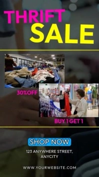 Black 3d Thrift Sale Reel Instagram template