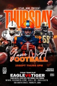 Black Football Game Night Poster Template
