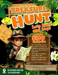 Black 3d Treasure Hunt Flyer (us Letter) template