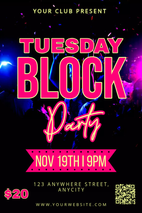 Copy of Black 3d Tuesday Block Party Poster | PosterMyWall