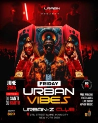 Black 3d Urban Night Party Flyer Instagram Portrait template