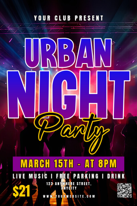 Black 3d Urban Night Party Poster Template | PosterMyWall