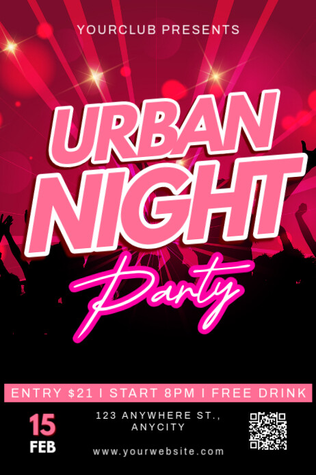Black 3d Urban Night Party Poster Template | PosterMyWall